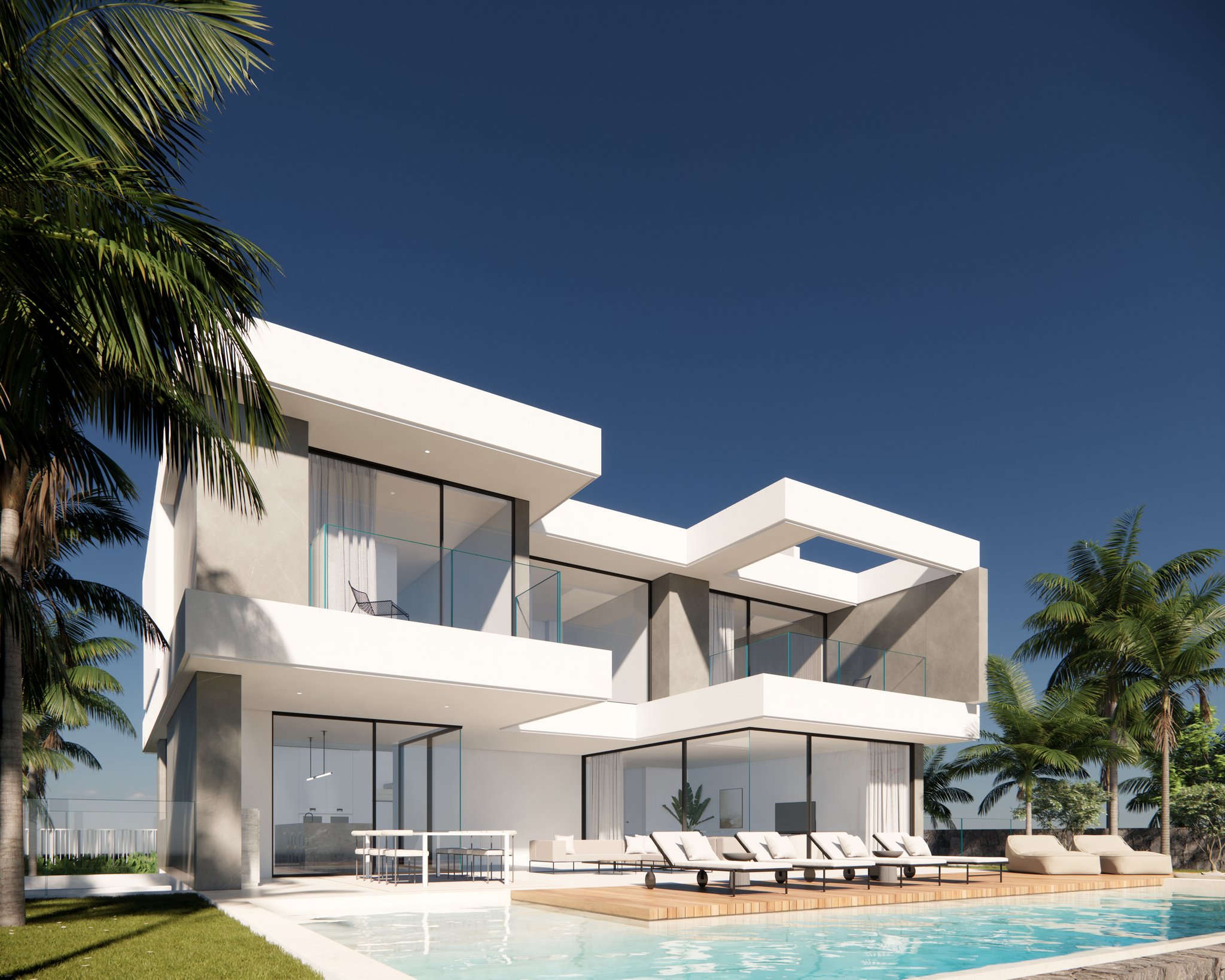 Villa La Reina, villa de obra nueva con piscina infinity y vistas al mar en Adeje